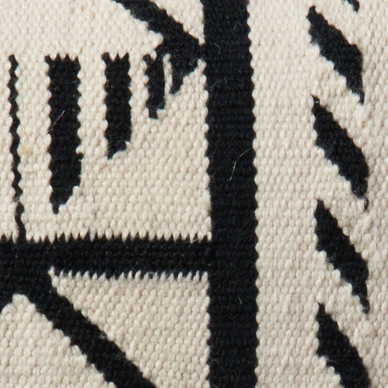 Indoor/ Outdoor Black/ Ivory Southwest 22-inch Pillow Cover with Fringe