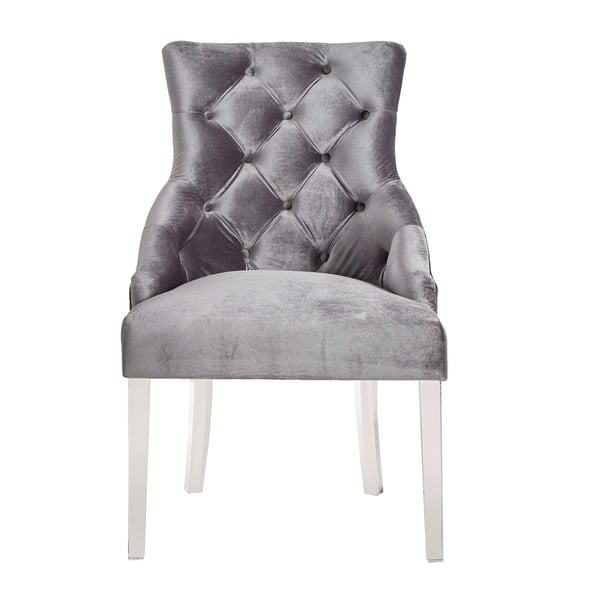 Gina Velvet Tufted Dining Chair Set Of 2 With Acrylic Legs By Inspire Q Bold On Sale Overstock 22974122 Silver