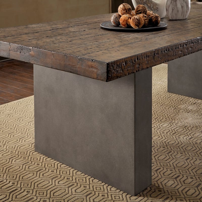 Blake Reclaimed Wood and Concrete Dining Table by iNSPIRE Q Artisan - Brown