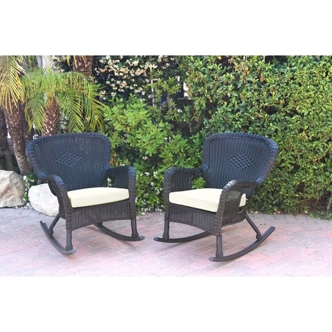 Windsor Cushioned Resin Wicker Rocker Chair (Set of 2)