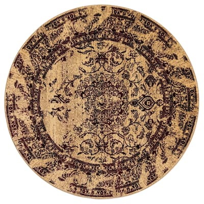 GAD Enduring Collection Villa Red Cream Transitional Area Rug