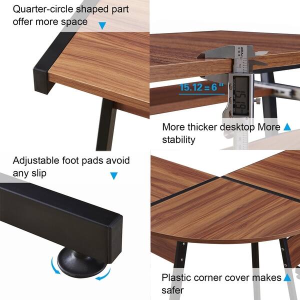 Mcombo Home Office Desk Corner L Shaped Workstation Laptop Table Overstock 22976669 Black