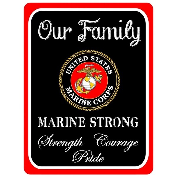 Vintage Marine Strong Metal Sign 9" x 12"