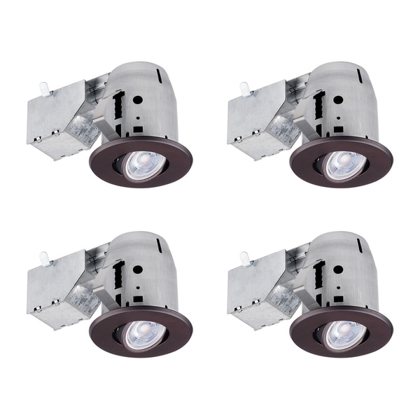 3 in. Oil Rubbed Bronze Swivel Recessed LED Kit (4-Pack), LED Bulbs Included. Opens flyout.