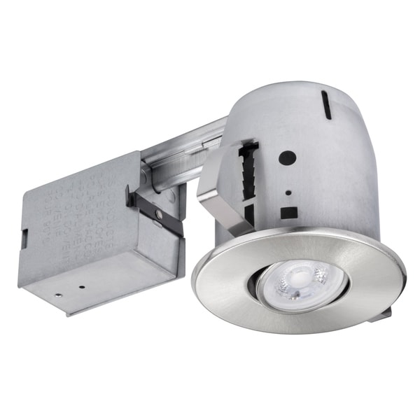 4 in. Brushed Nickel IC Rated Recessed Lighting Kit, LED Bulb Included. Opens flyout.