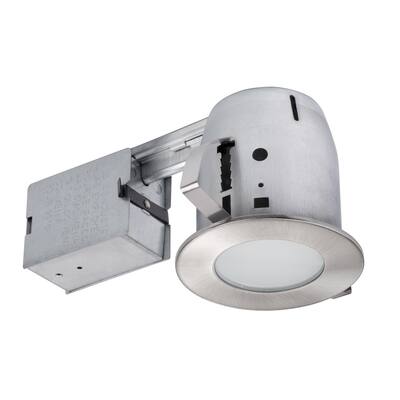 4 in. Brushed Nickel IC Rated Recessed Lighting Kit, LED Bulb Included