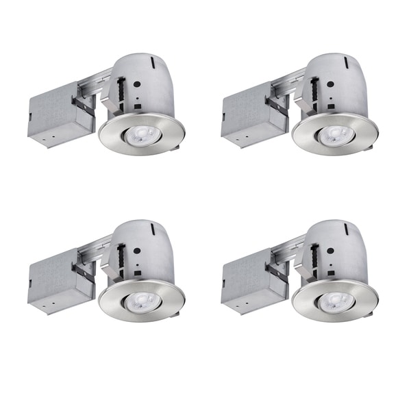 4 in. Brushed Nickel IC Rated Recessed Lighting Kit (4-Pack). Opens flyout.
