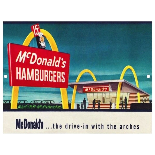 Vintage McDonald's Hamburgers Metal Sign 9" x 12"