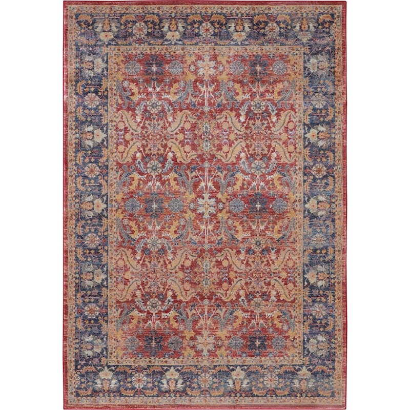 Nourison Global Vintage Red Floral Area Rug - 2'4" x 8' Runner - Red/Blue - Runner/Rectangle