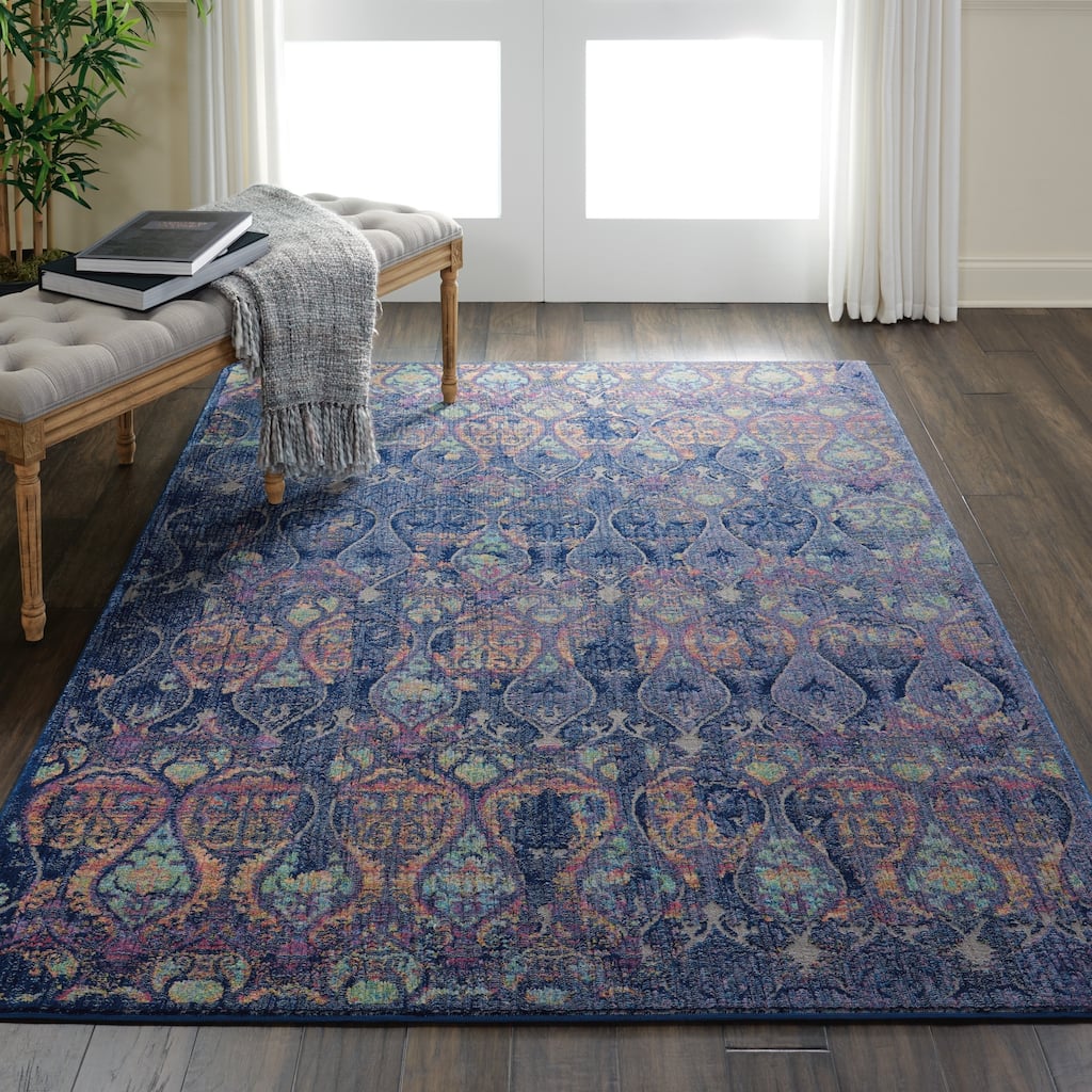 Nourison Global Vintage Navy/Multicolor Moroccan Area Rug