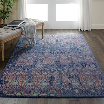 Nourison Global Vintage Navy/Multicolor Moroccan Area Rug