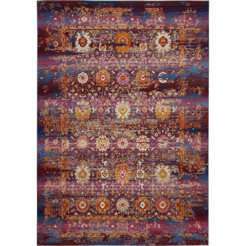 Nourison Vintage Kashan Abstract Distressed Area Rug - 5'3" x 7'10" - Red/Multi - Runner/Rectangle