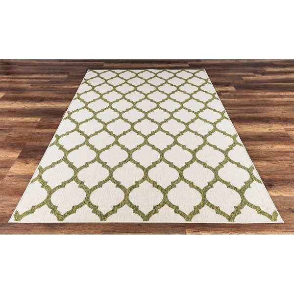 Gad Anne High Quality Indoor Outdoor Area Rug With Trellis Gad Anne High Quality Indoor Outdoor Area Rug With Trellis Pattern Beige Green 7 10 X 2 On Free Shipping Today 22985812