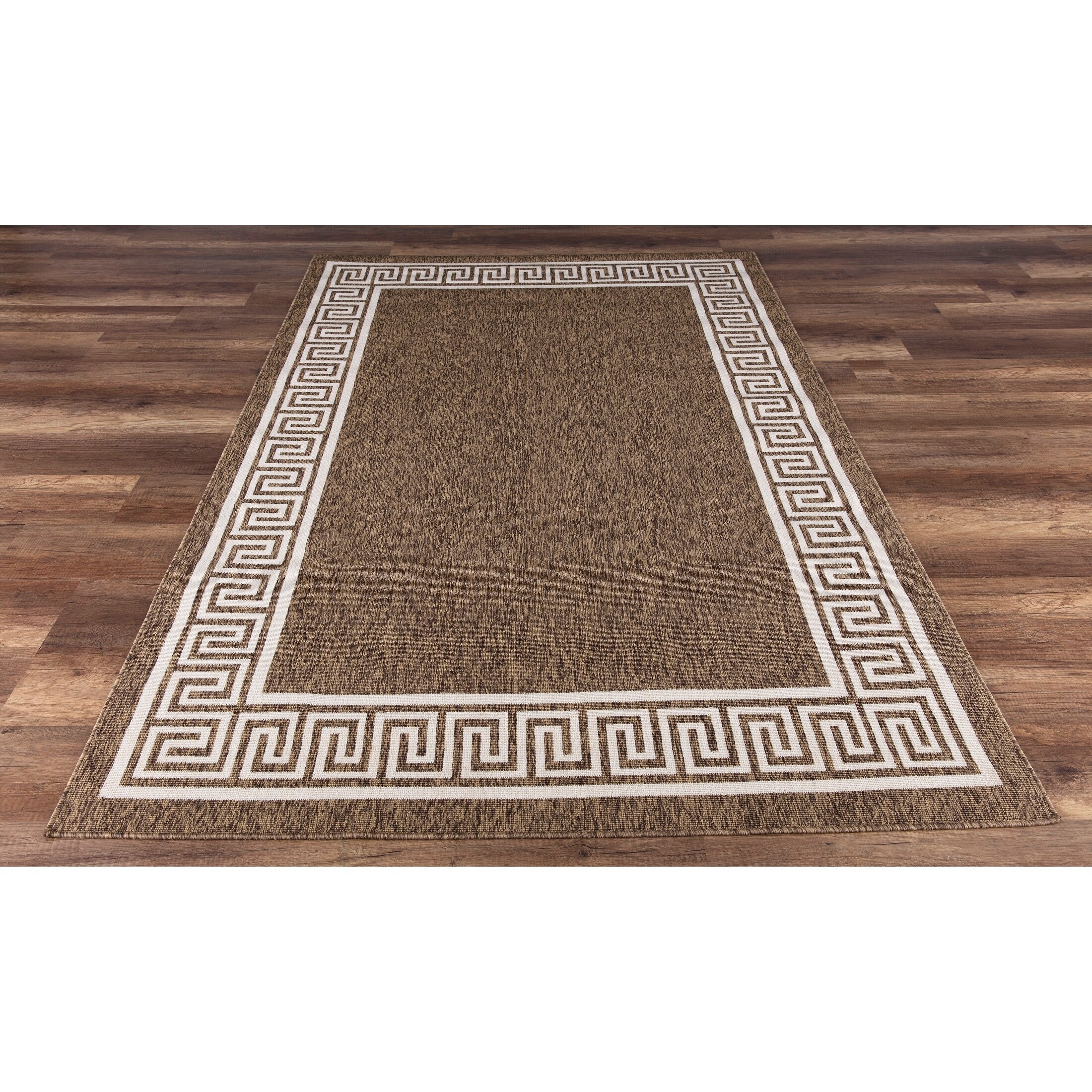 GAD Greek Key High Quality Indoor Outdoor Area Rug Brown