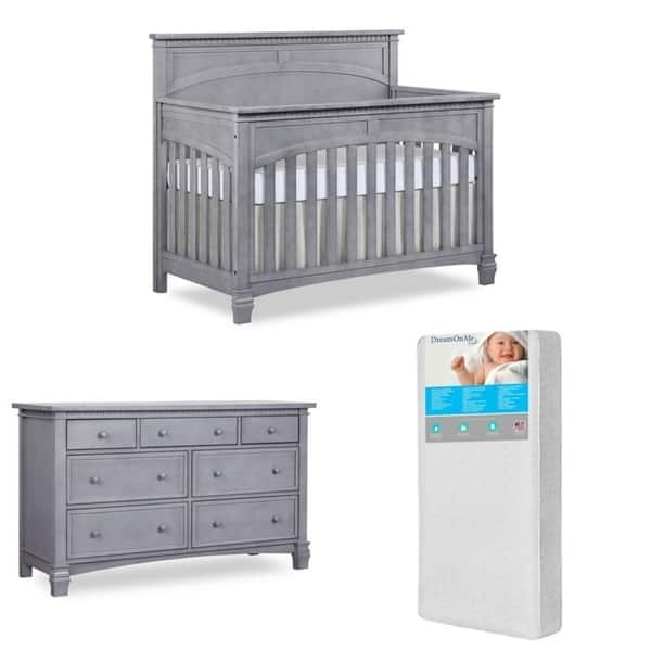 slide 2 of 7, Evolur Santa Fe 5 in 1 Convertible Crib and Double Dresser with  FREE 260 coil crib and toddler mattress