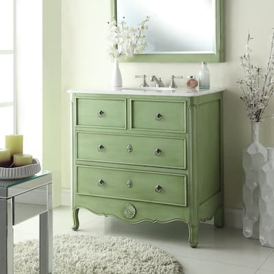 34" Benton Collection Vintage Green Daleville Bathroom Sink Vanity