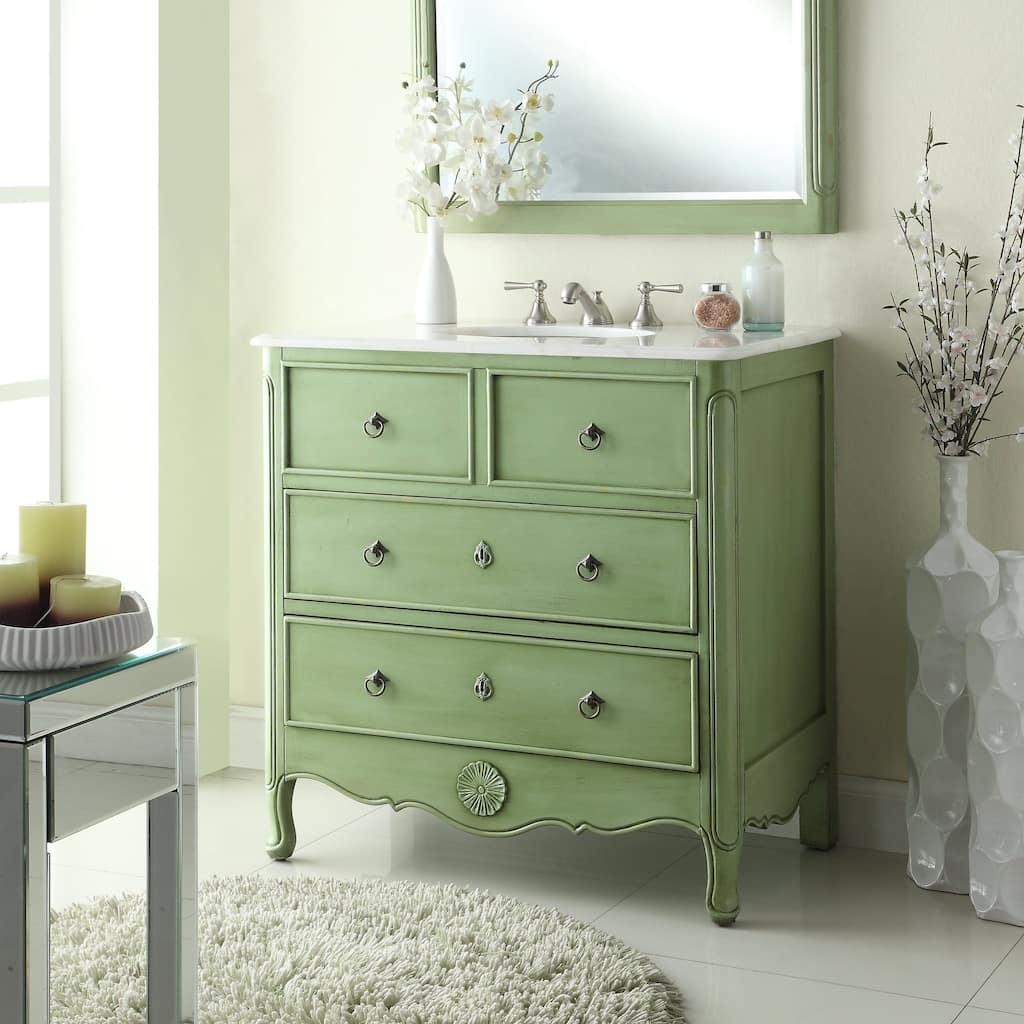 34" Benton Collection Vintage Green Daleville Bathroom Sink Vanity