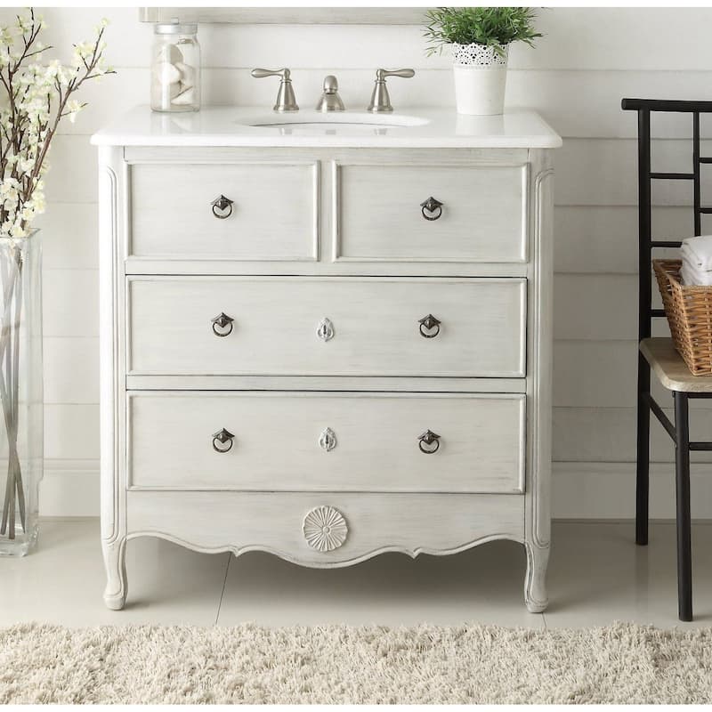 34" Benton Collection Daleville Vintage Distressed Gray Bath Vanity