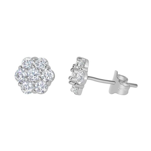 Jewelry Clear White Cubic Zirconia Brilliant Flower Stud Earrings Cz Earrings Women Jewelry 