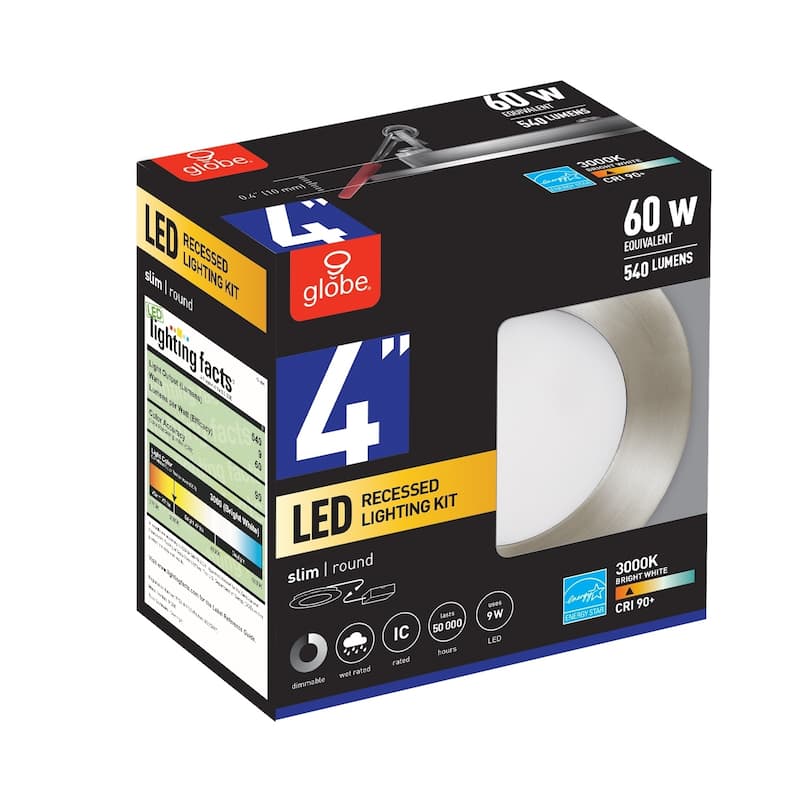 4 in. Brushed Nickel Ultra Slim Integrated LED Recessed Lighting Kit