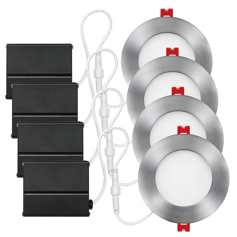 4 in. Brushed Nickel Ultra Slim Integrated LED Recessed Lighting Kit - 4 to 6