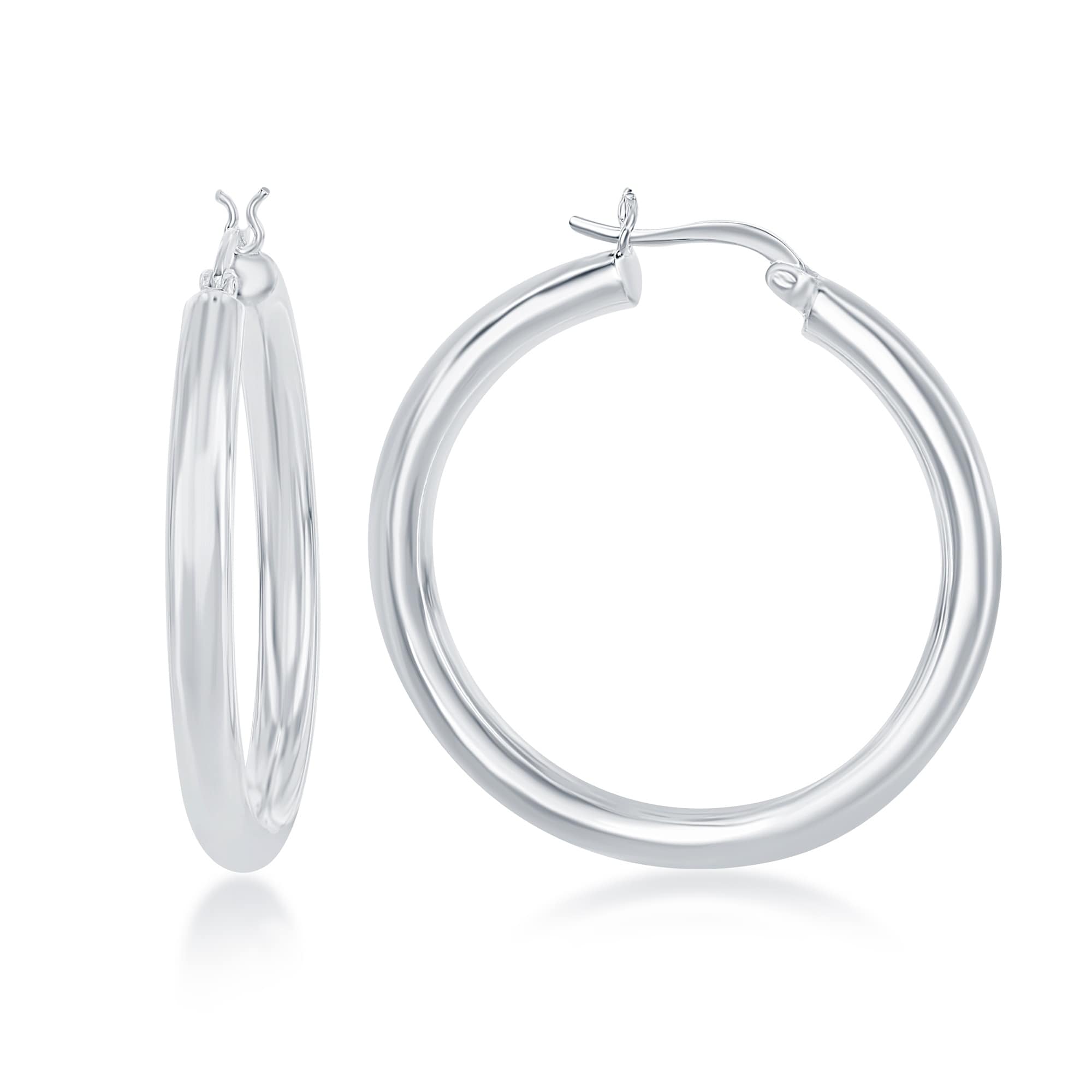 .925 Sterling Silver 48 MM Gold Plated Twisted Satin Oval Hoop Earrings 