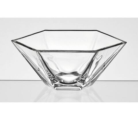 Majestic Gifts High Quality Glass Hexagonal shaped Dessert / Salad Bowl - 6" Diameter- Made in Europe