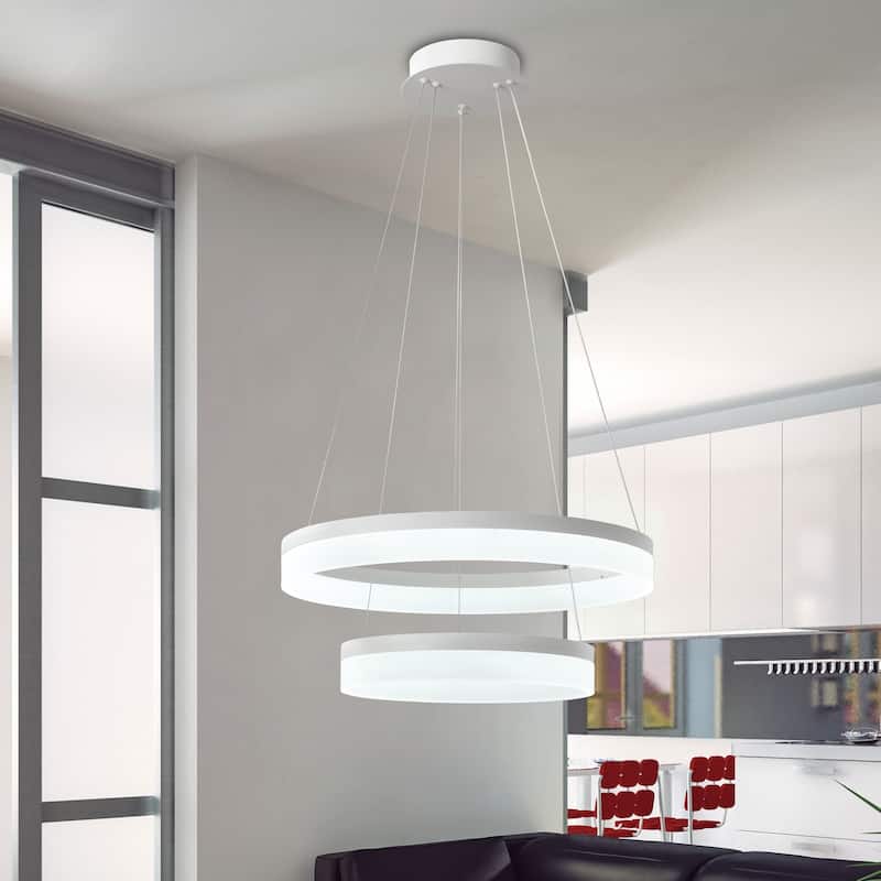Revelio White 2-Light LED Pendant with Clear Shade