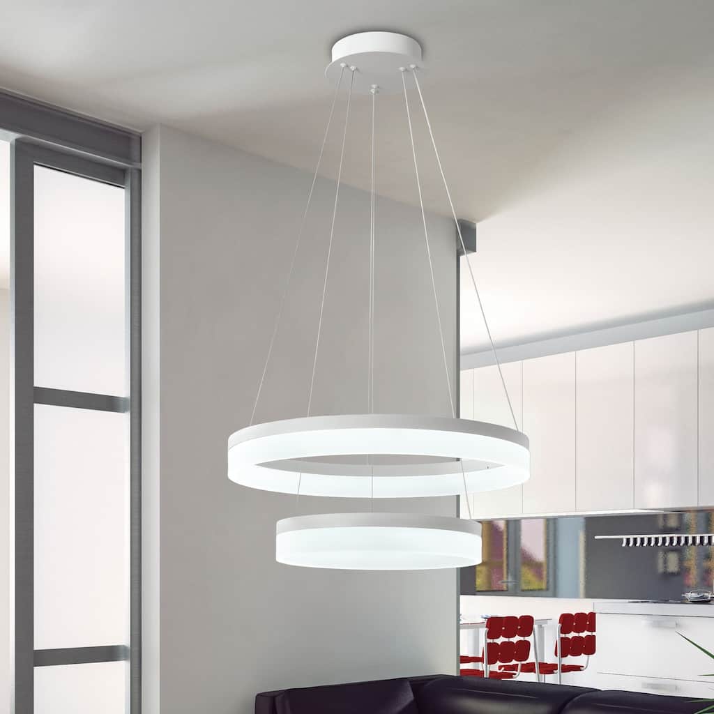Revelio White 2-Light LED Pendant with Clear Shade