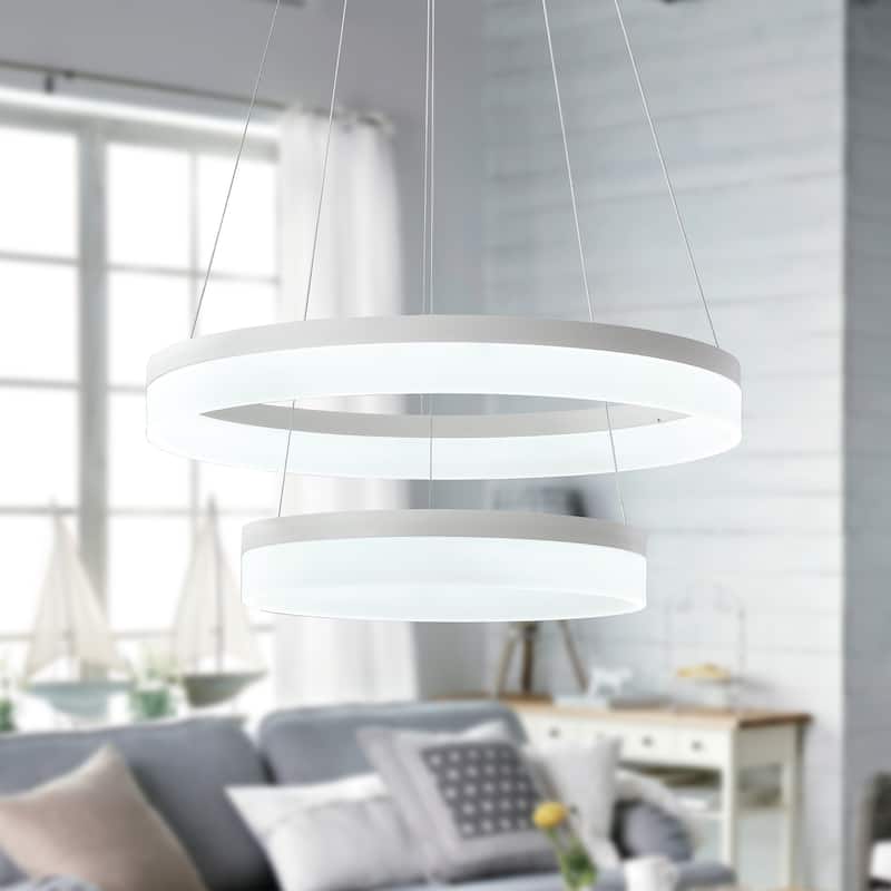 Revelio White 2-Light LED Pendant with Clear Shade