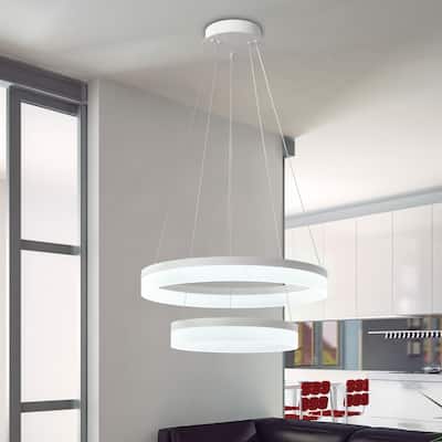 Revelio White 2-Light LED Pendant with Clear Shade