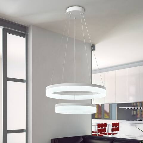 Revelio White 2-Light LED Pendant with Clear Shade