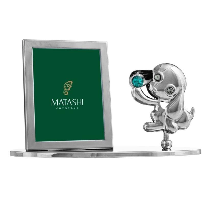Home and Table Top Ornament Photograph Memory Keeper Puppy Picture Frame by Matashi Choose Gold or Silver