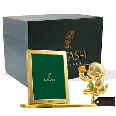 Home and Table Top Ornament Photograph Memory Keeper Puppy Picture Frame by Matashi Choose Gold or Silver