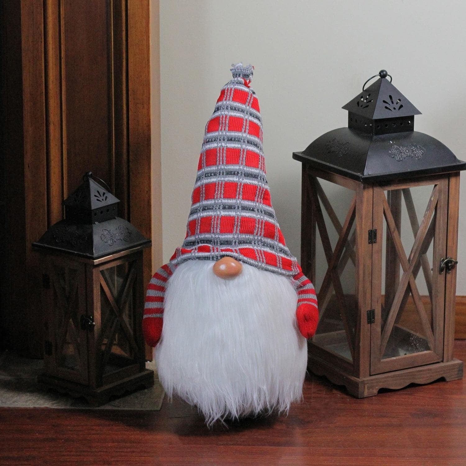 24 Traditional Christmas Tumbling Santa Gnome With White Beard And Red Plaid Hat Overstock 22987018
