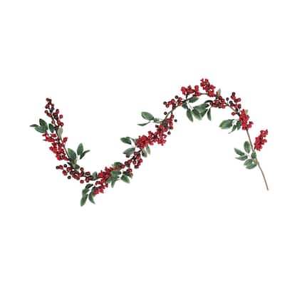 5' Large and Small Berries with Leaves Christmas Garland - Unlit