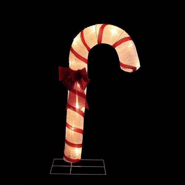 72" Pre-Lit Red and White Glitter Candy Cane Outdoor Christmas Yard Art ...