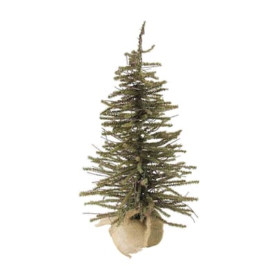 Green and Brown Warsaw Twig Artificial Christmas Tree with Burlap Base - Unlit