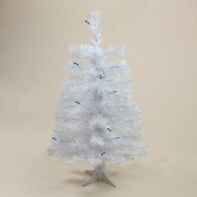 2' Pre-Lit White Pine Artificial Christmas Tree - Blue Lights.