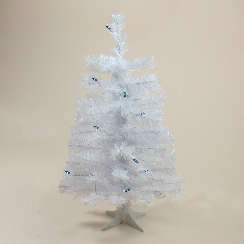 2' Pre-Lit White Pine Artificial Christmas Tree - Blue Lights.