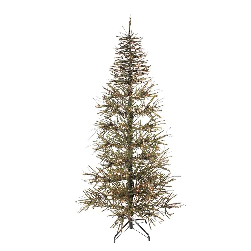 7' Pre-Lit Warsaw Twig Two-Tone Artificial Christmas Tree - Clear Lights.