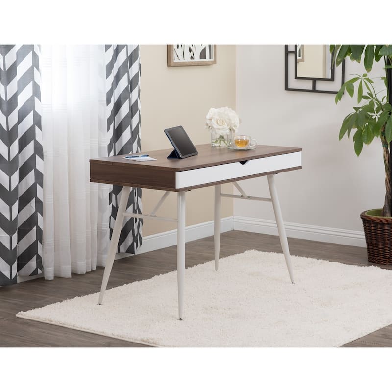 Calico Designs Alcove Modern Desk with Large Split Drawer - Chestnut