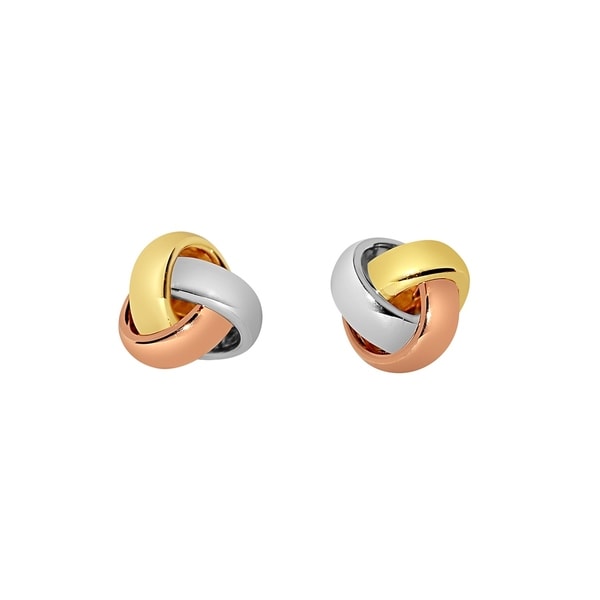 14k Tri Color Gold Love Knot Stud Earrings