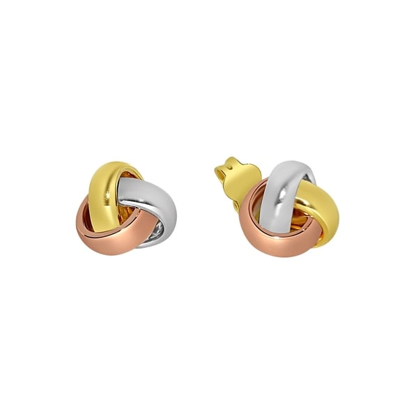 14k Tri Color Gold Love Knot Stud Earrings