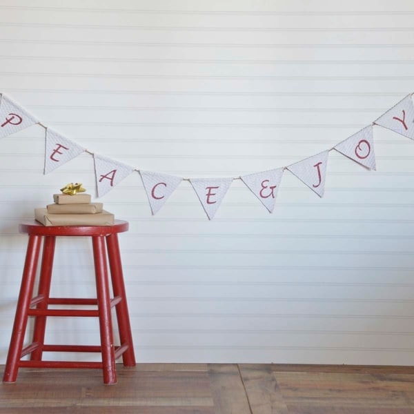 Vhc Vintage Stripe Snow White Holiday Christmas Decor Peace Vhc Vintage Stripe Snow White Holiday Christmas Decor Peace Joy Banner