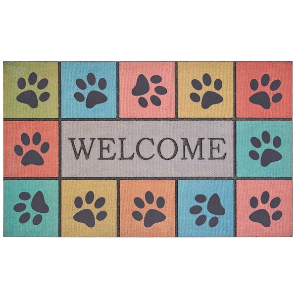 Mohawk Home Doorscapes Welcome Paw Blocks Tiles Door Mat (1'6 x 2'6)