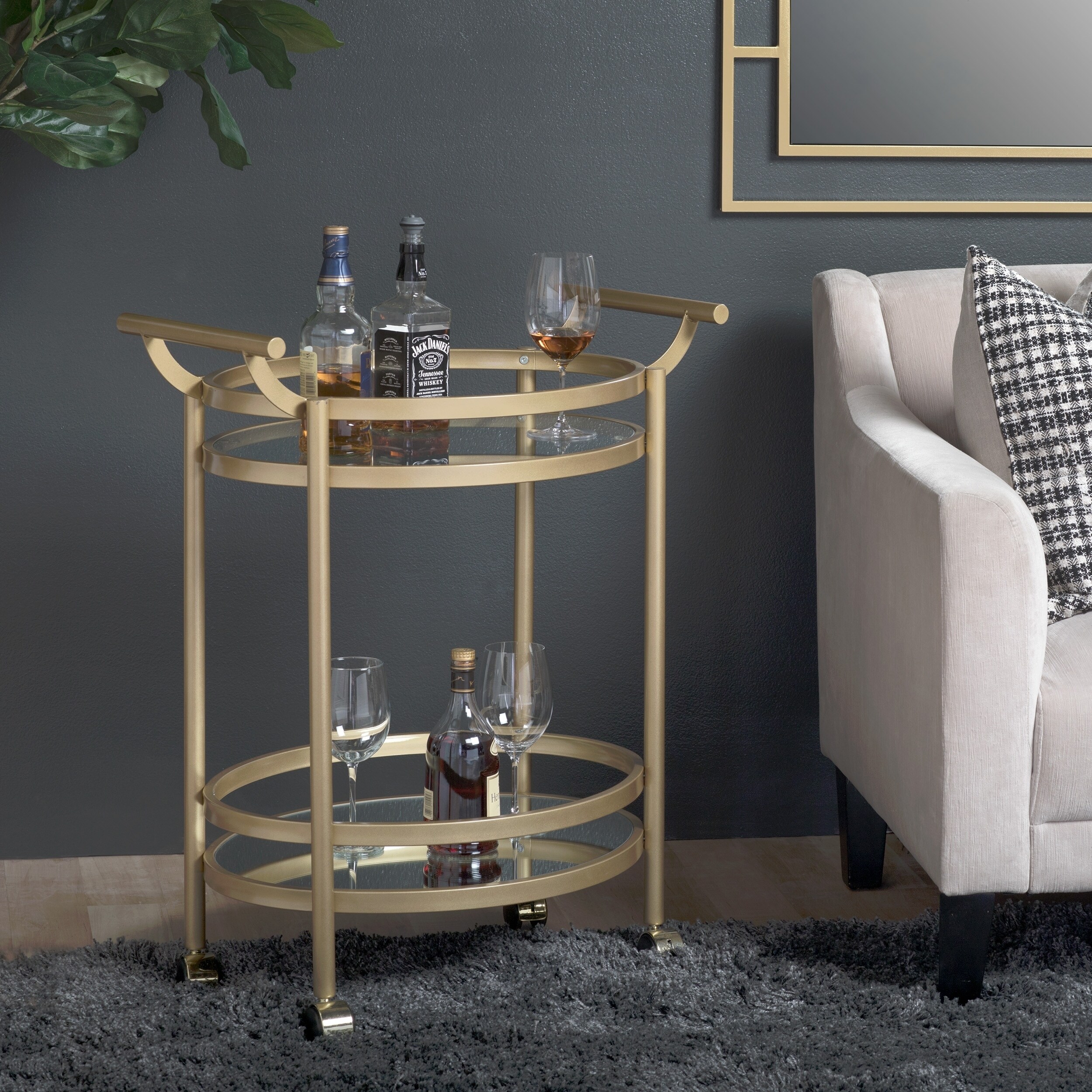 Studio Designs Home Palazzo 2 Tier Oval Bar Serving Cart