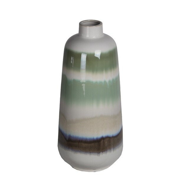 Large Green Drip Ceramic Vase
