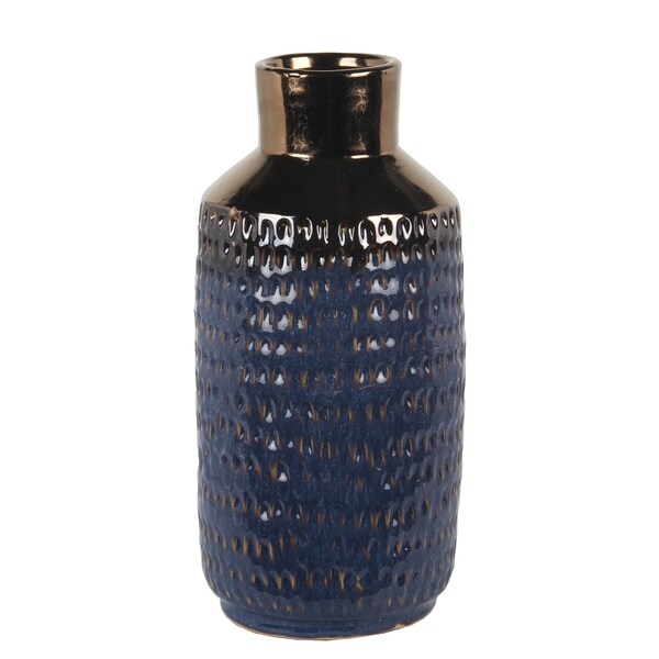 Large Blue And Copper Ceramic Vase