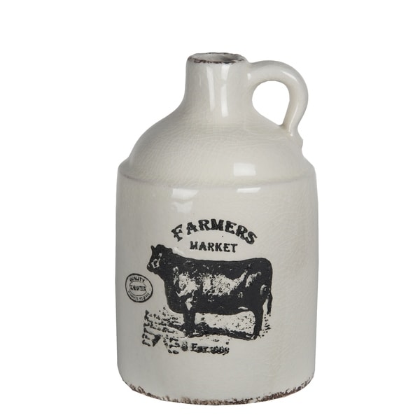 Large White Ceramic Farmhouse Vase